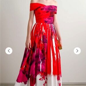 ERDEM Strapless Red and Purple Dress